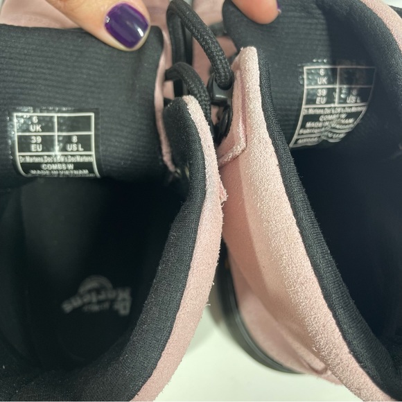 Doc Dr Martens Combs Women's Suede Leather Combat Boots Eur 39 US 8 UK 6 Pink - Picture 8 of 9